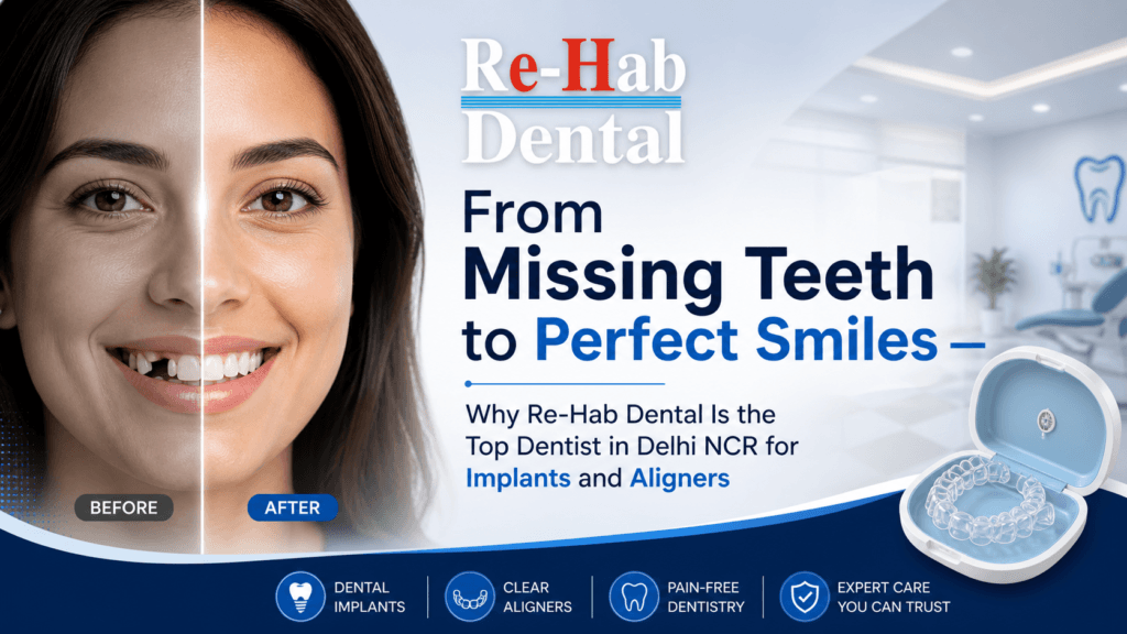 From Missing Teeth to Perfect Smiles — Why Re-Hab Dental Is the Top Dentist in Delhi NCR for Implants and Aligners
